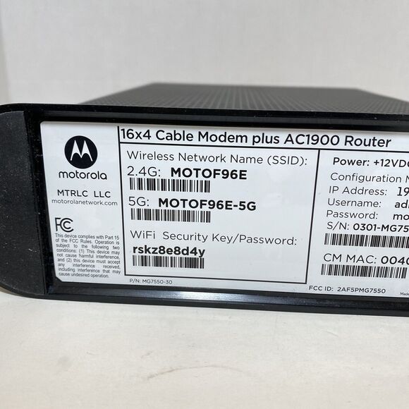 Motorola MG7550 16x4 Cable Modem Plus AC1900 WiFi Router New / Open Box - Picture 5 of 10